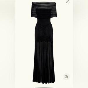 Caspian
Slinky And Mesh Off Shoulder Maxi Dress - Black